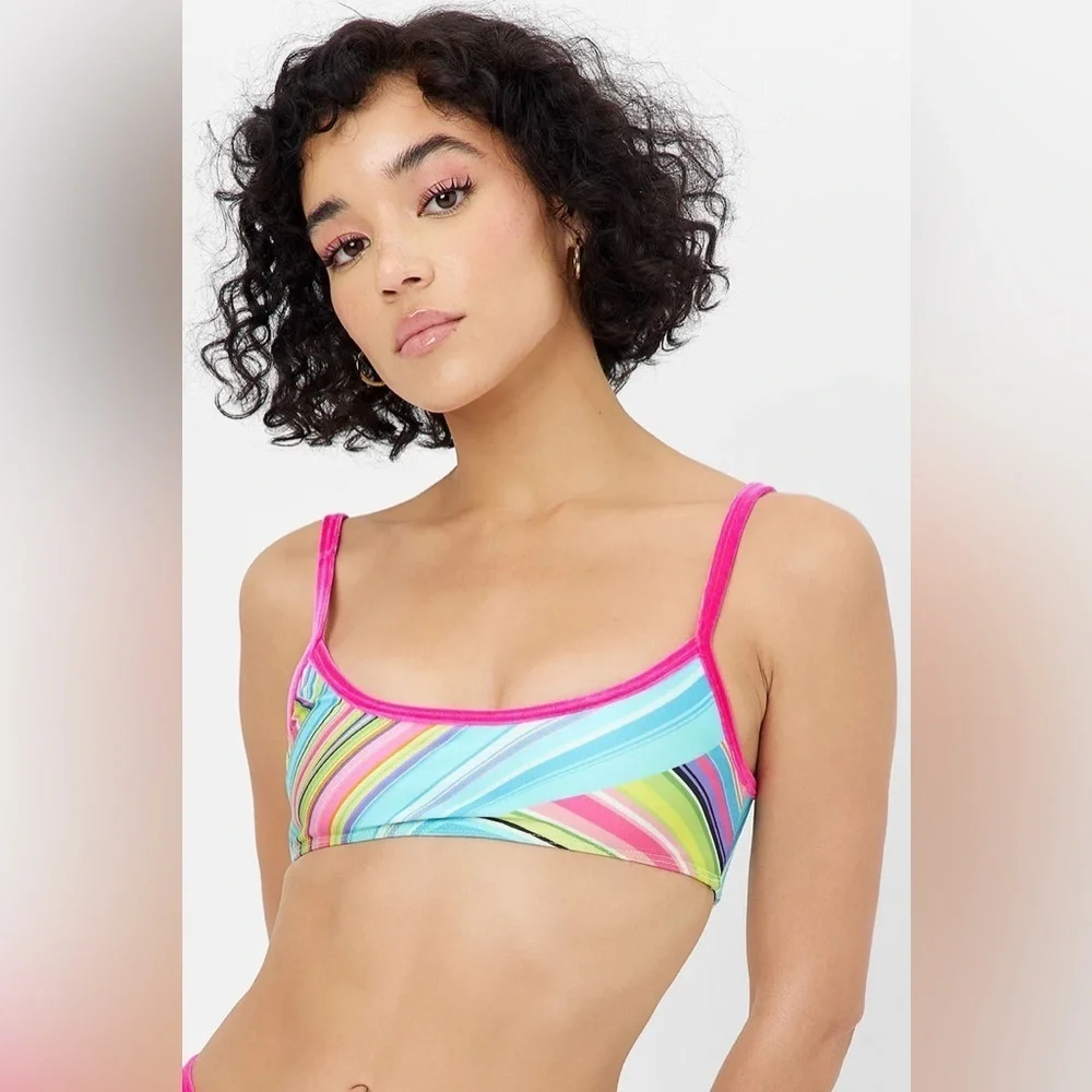 New! SET Frankies Bikinis Dallas Shine Bralette Top Enzo Bottom 31088